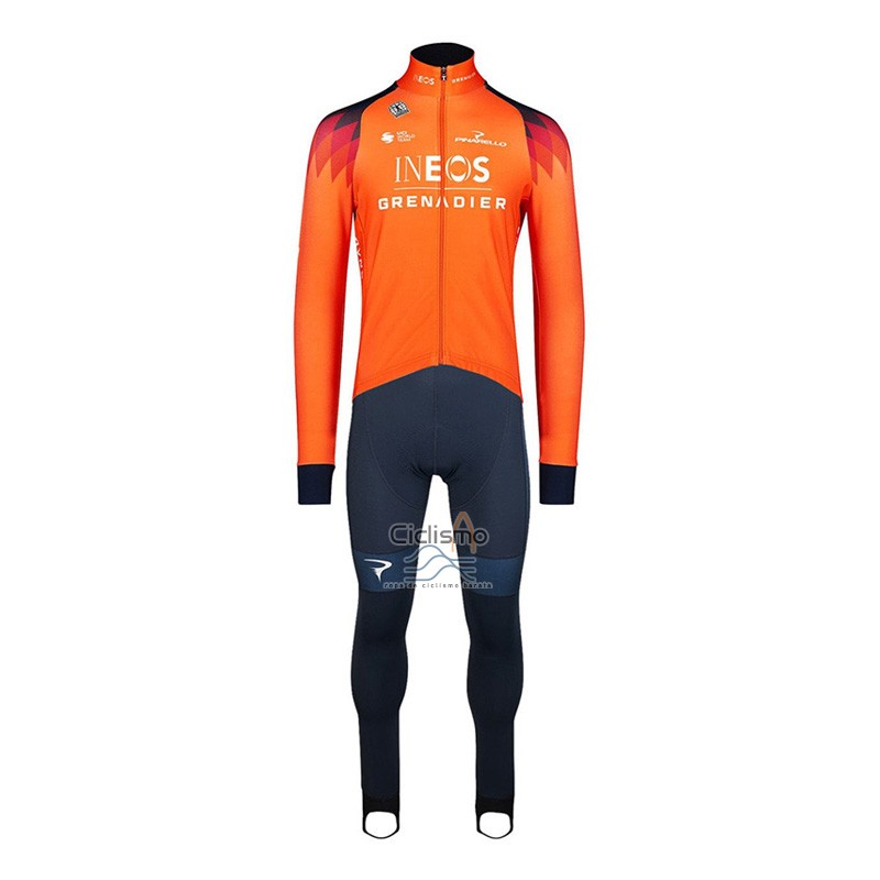 Ineos Grenadiers Ropa Ciclismo Culotte Largo 2023 Mangas Largas Naranja